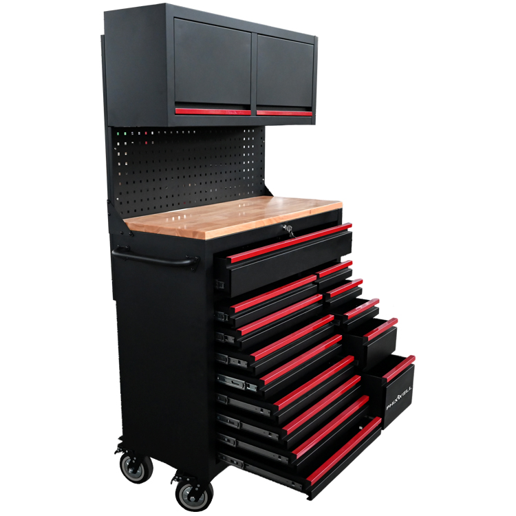 719522 PHIXWELL Multifunctional 14 drawers Tool Workstation na may hanging cabinet