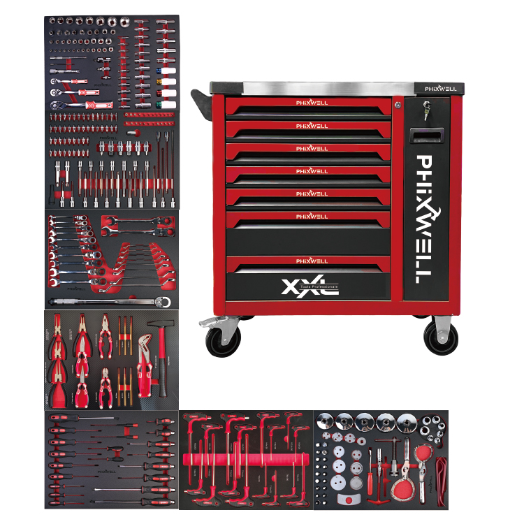 719509 PHIXWELL 7 drawers tool storage cabinet na may 309pcs tool set