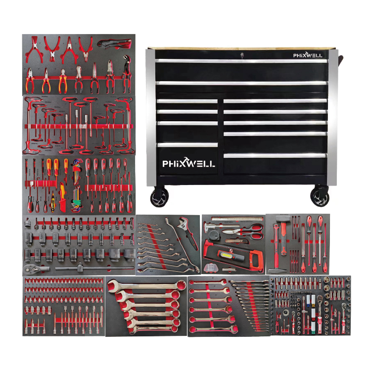 719520PHIXWELL 11 drawer Tool Cabinet na may 377pcs Tool Set