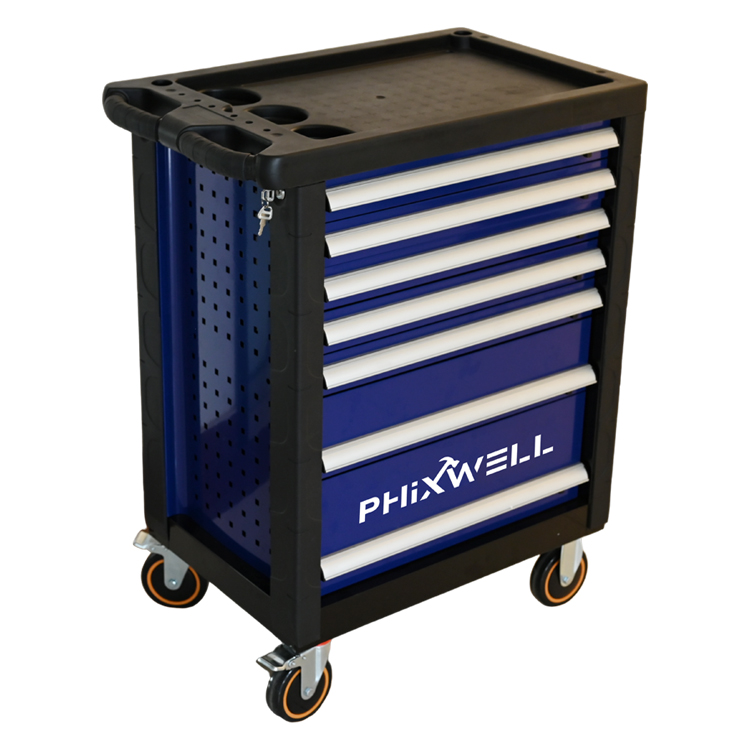 719511 PHIXWELL 7 drawers tool cabinet na may mga plastic na protektor sa sulok at mga cover plate