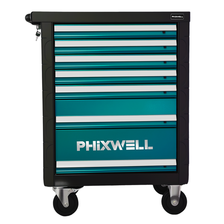 719511 PHIXWELL 7 drawers tool cabinet na may mga plastic na protektor sa sulok at mga cover plate