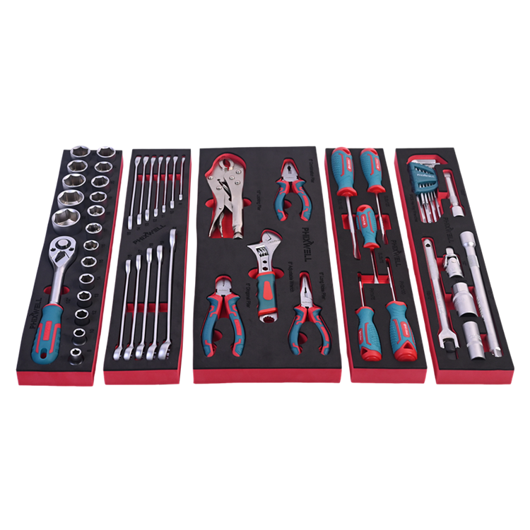 717302 PHIXWELL 56 na pirasong sambahayan na bakal na kahon ng hand tool set